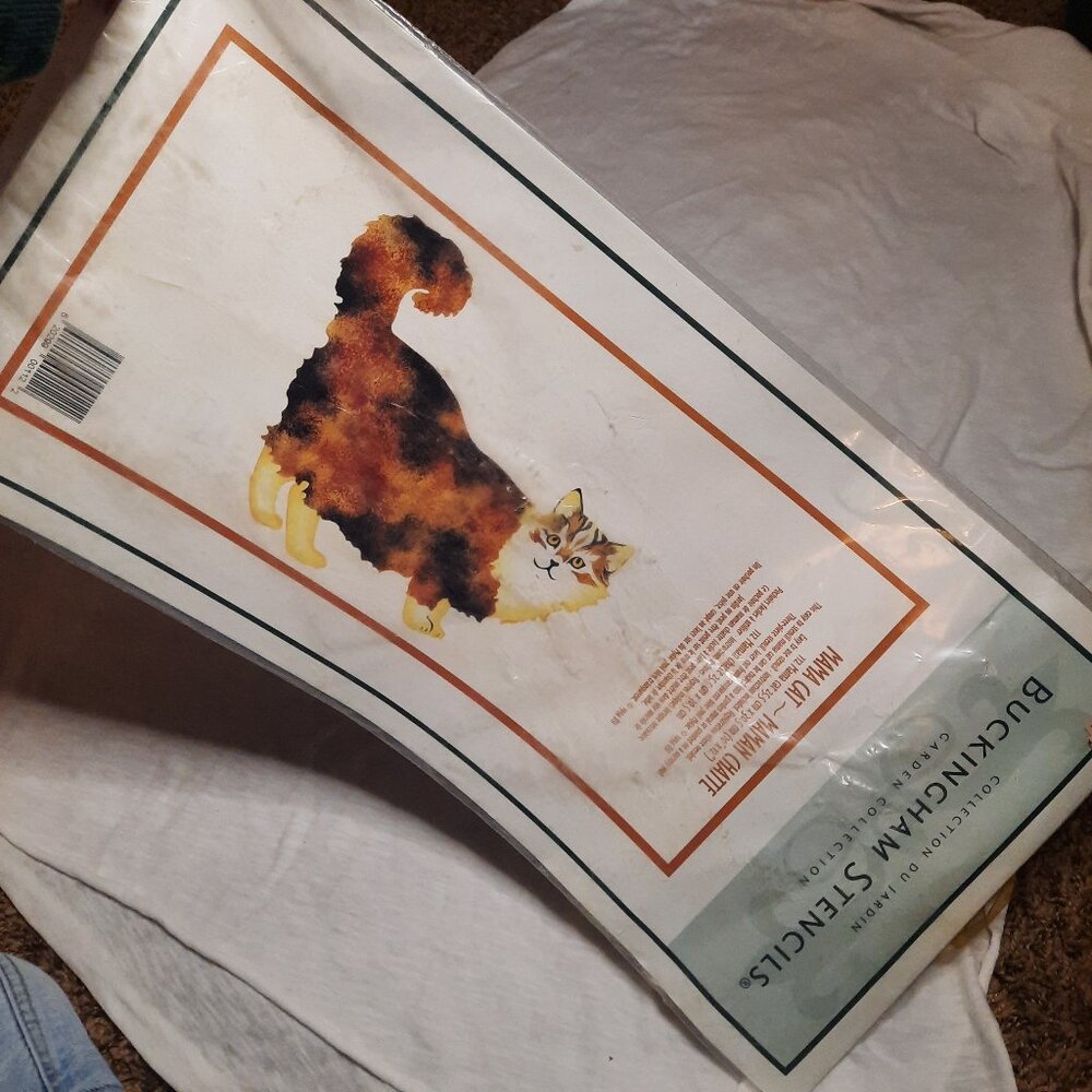 VTG Stencil Standing Realistic Cat Buckingham Laser Cut “Mama Cat” 10” X 12”